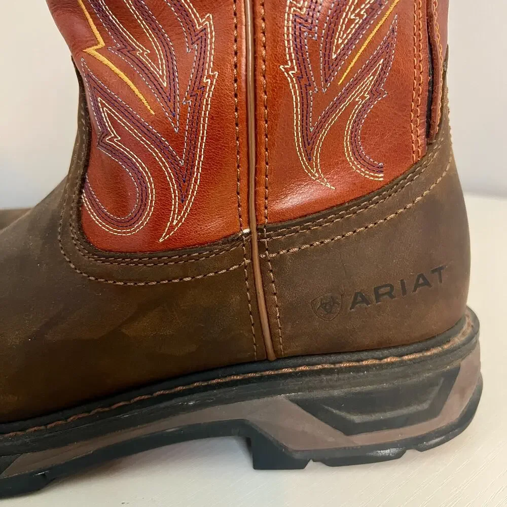 Ariat WorkHog XT Cottonwood Mens 13D Brown Leather Soft Toe EH Cowboy Work Boots